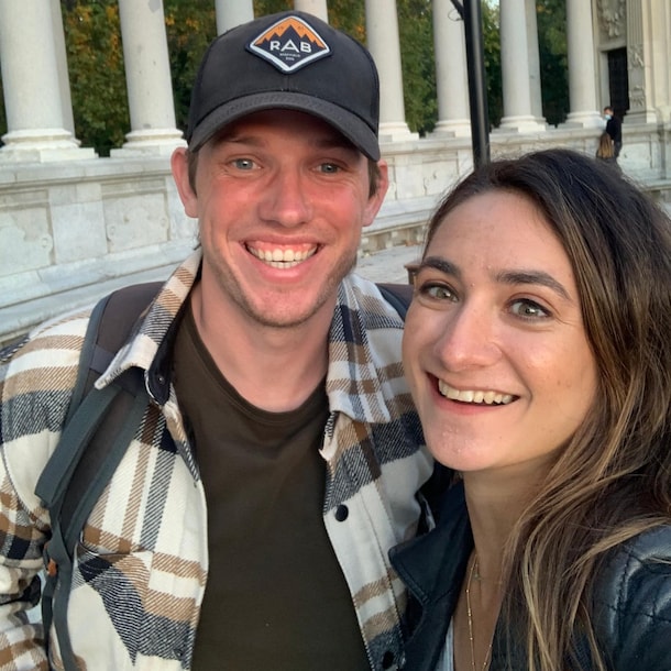 Joep en Jaimy in hun lievelingsstad Madrid in 2021. 